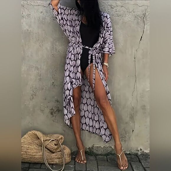 New! Grey Boho Kimono - Picture 1 of 7